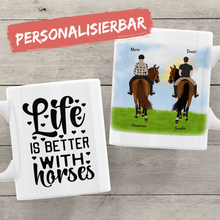 Laden Sie das Bild in den Galerie-Viewer, Pferdetasse Reiter Frau und Mann