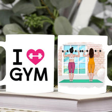 Laden Sie das Bild in den Galerie-Viewer, Personalisierbare Fitness Tasse Gym - 2 Freundinnen