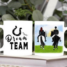 Laden Sie das Bild in den Galerie-Viewer, Pferdetasse Reiter Frau und Mann