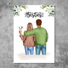 Laden Sie das Bild in den Galerie-Viewer, Beste Freunde Mann und Frau - Personalisiertes FineArt Poster