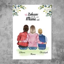 Laden Sie das Bild in den Galerie-Viewer, Mutter mit Sohn und Tochter - Personalisiertes FineArt Poster
