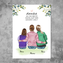 Laden Sie das Bild in den Galerie-Viewer, Mutter mit zwei Töchtern - Personalisiertes FineArt Poster