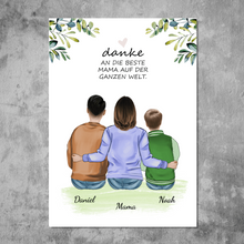 Laden Sie das Bild in den Galerie-Viewer, Mutter mit zwei Söhnen - Personalisiertes FineArt Poster