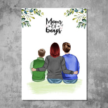 Laden Sie das Bild in den Galerie-Viewer, Mutter mit zwei Söhnen - Personalisiertes FineArt Poster