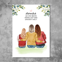Laden Sie das Bild in den Galerie-Viewer, Mutter mit zwei Töchtern - Personalisiertes FineArt Poster