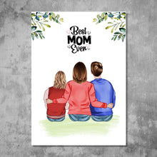 Laden Sie das Bild in den Galerie-Viewer, Mutter mit Sohn und Tochter - Personalisiertes FineArt Poster
