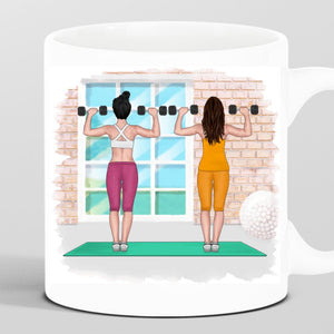 Personalisierbare Fitness Tasse Gym - 2 Freundinnen