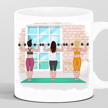 Laden Sie das Bild in den Galerie-Viewer, Personalisierbare Fitness Tasse Gym - 3 Freundinnen
