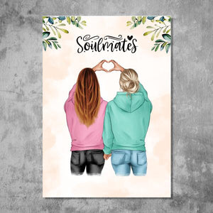 Frauenpaar mit Herz - Personalisiertes FineArt Poster