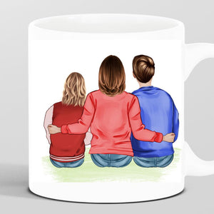 Mutter mit Sohn und Tochter - Personalisierte Tasse