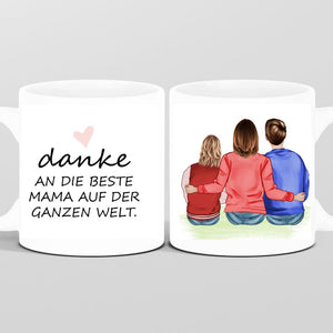 Mutter mit Sohn und Tochter - Personalisierte Tasse